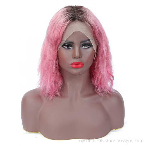 Wholesale Mongolian Unprocessed Virgin Cuticle Aligned Human Hair Body Wave Curly Lace Frontal Short Bob Wig for Black Women